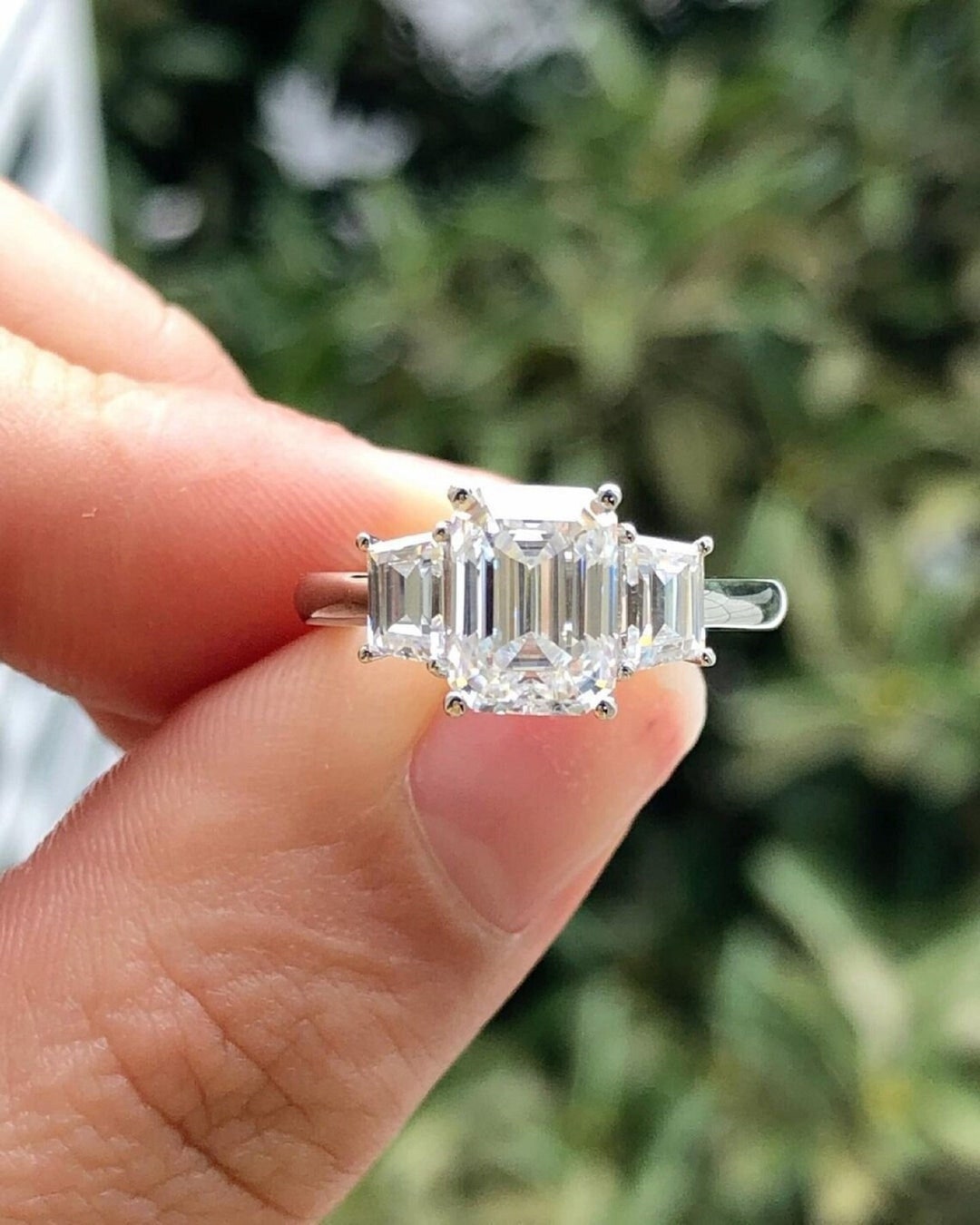 Stone Emerald Cut Lab-created Diamond Engagement Ring,/emerald