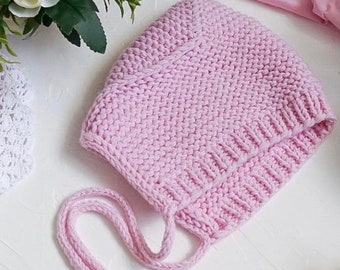 Newborn knit hat Bonnet hat Baby hat