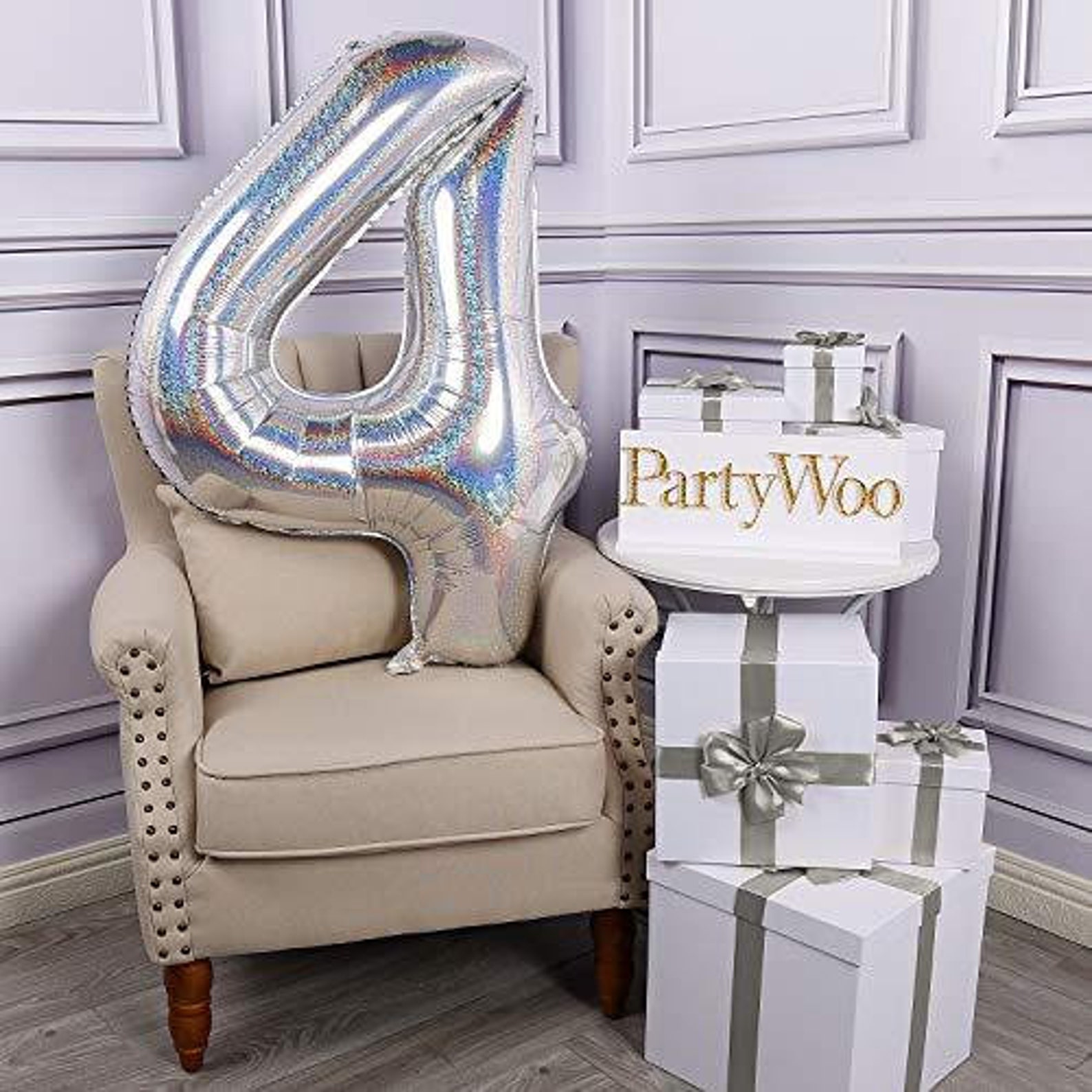 PartyWoo Number Balloons 40 inch Silver Foil Balloons Large Etsy