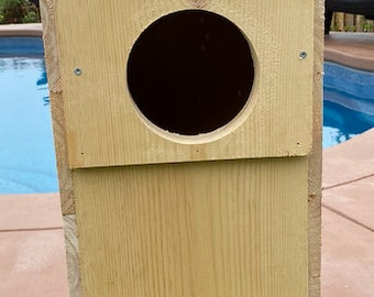 Barred or Great Horned Owl nesting box made of pine and cedar