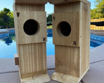 Cedar Owl nesting box pair for smaller owls