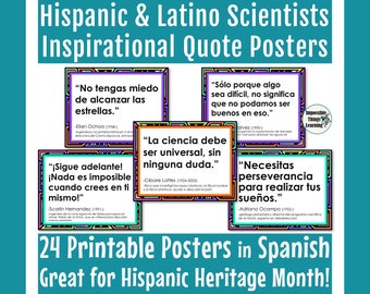 Hispanic Heritage Month Posters in Spanish with Inspirational Quotes from Latino Scientists & STEM Leaders