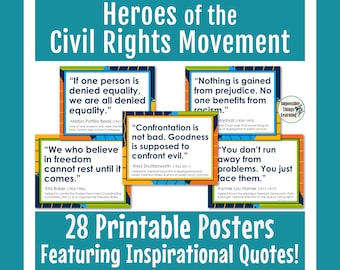 Heroes of the Civil Rights Movement Inspirational Quotes Posters for U.S. History & Social Studies Classes