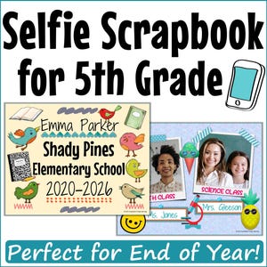 End of the Year Memory Book for 5th Grade, Digital Memory Book for Elementary School Graduation, End of the Year Activity, School Scrapbook