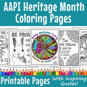 AAPI Heritage Month Coloring Pages: printables for the classroom with inspirational quotes from famous Asian Americans & Pacific Islanders