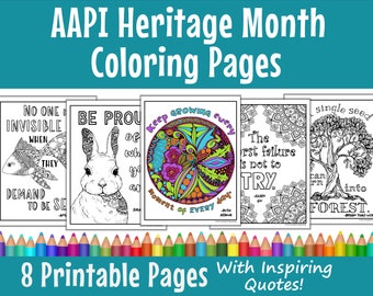 AAPI Heritage Month Coloring Pages: printables for the classroom with inspirational quotes from famous Asian Americans & Pacific Islanders