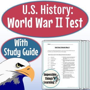 U.S. History WWII Test & Study Guide for U.S. History (Fully Editable)