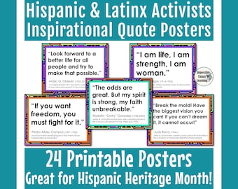 Hispanic Heritage Month Classroom Posters with Inspirational Quotes from Famous Hispanic & Latinx Activists