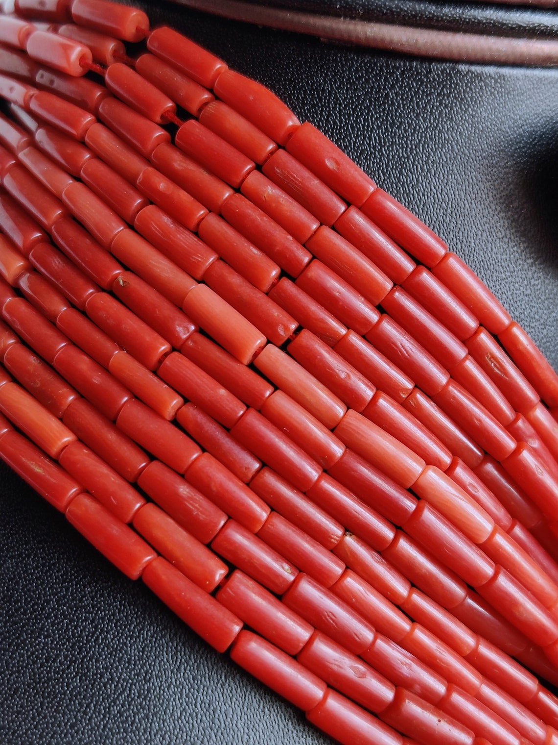 20 inc 100 Natural Red Coral Beads Tube Shape Beads Etsy