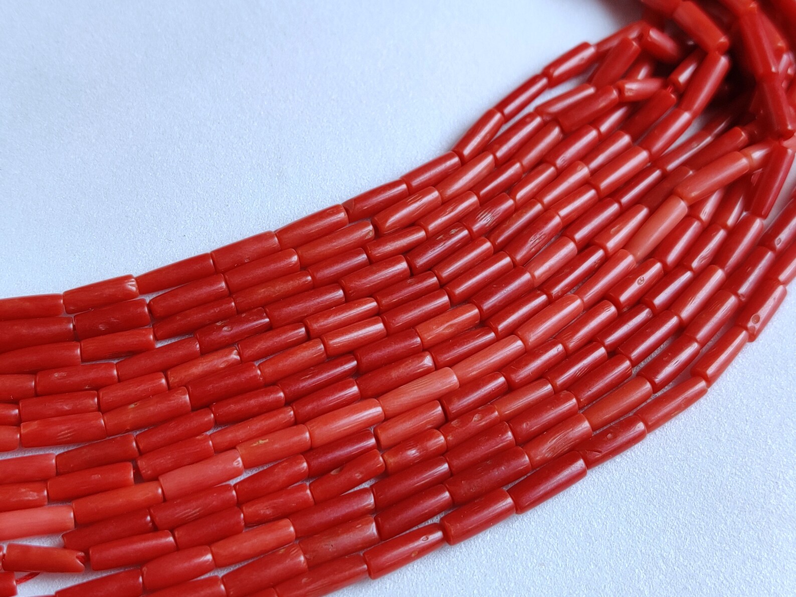 20 inc 100 Natural Red Coral Beads Tube Shape Beads Etsy