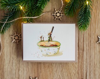 Mice Christmas Bakery - A6 Print | Postcard + C6 Envelope