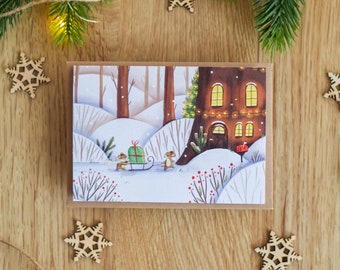 Mice at Christmas - A6 greeting card | with C6 envelope