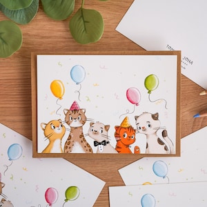 Fête des chats - Impression A6 | Carte postale + enveloppe