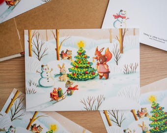 Animaux d'hiver - Impression A6 | carte postale