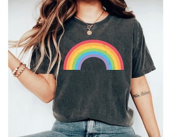 Boho Rainbow Shirt, Rainbow, Boho tshirt, Retro Rainbow Shirt, Pride Shirt, LGBTQ Graphic Tees, Tshirt for Women, Boho Vintage Shirt Retro