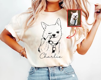 Custom Pet T-shirt with Pet photo and name, Personalized Pet Portrait Shirt, Custom Dog Cat Graphic Tee, Pet Lover Gift, Dog Lover shirt
