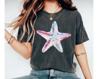 Starfish Shirt, Beach Shirt Women, Coastal Cowgirl Shirt, Ocean Lover Tee, Summer Beach Shirt, Sea Shirt, Vacation Shirt, Cute Beach Tee