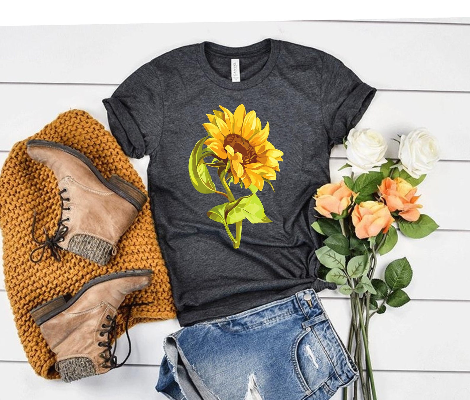 Sunflower Shirt for Women Sunflower Graphic Tee Women's | Etsy