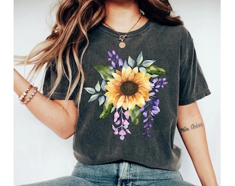Watercolor Sunflower Shirt, Sunflower Shirt, Sunflower Gifts, Flower Shirt, Botanical Shirt, Garden Shirt, Wildflower Shirt, Sunflower Tee