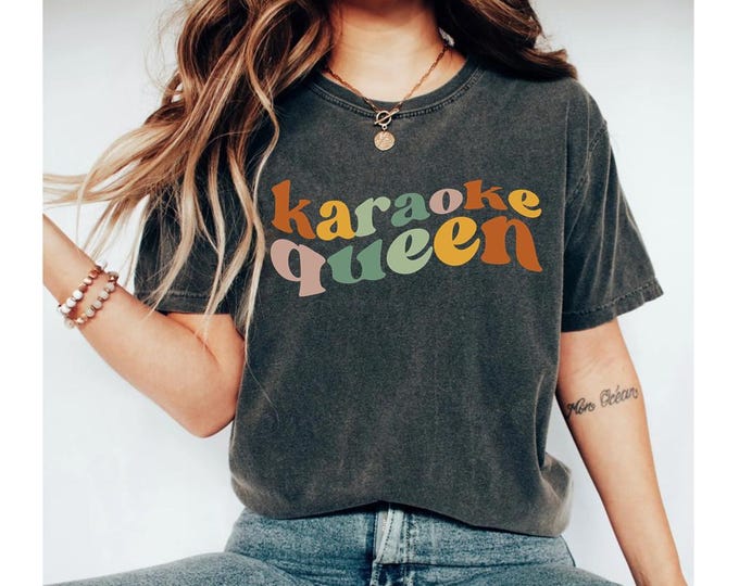 karaoke queen shirt, karaoke shirt, singer shirt, karaoke tshirts, karaoke party favors, karaoke party, karaoke name t-shirt, music teacher
