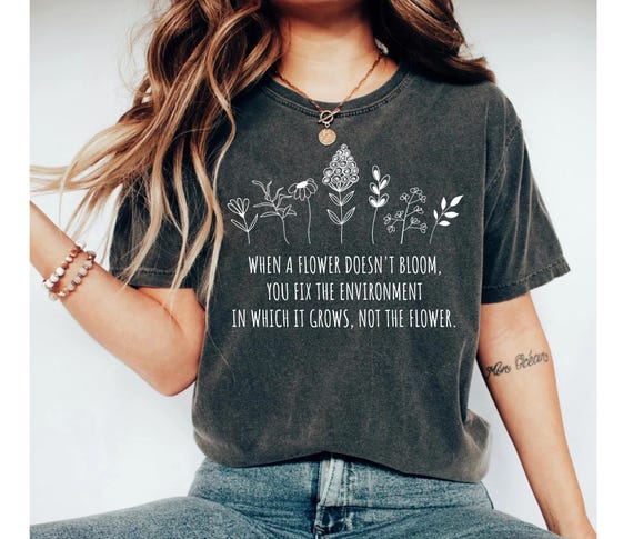 Autism Awareness T-Shirt For Women - Neurodiversity Rainbow Flower Design, Special Education Teacher Gift