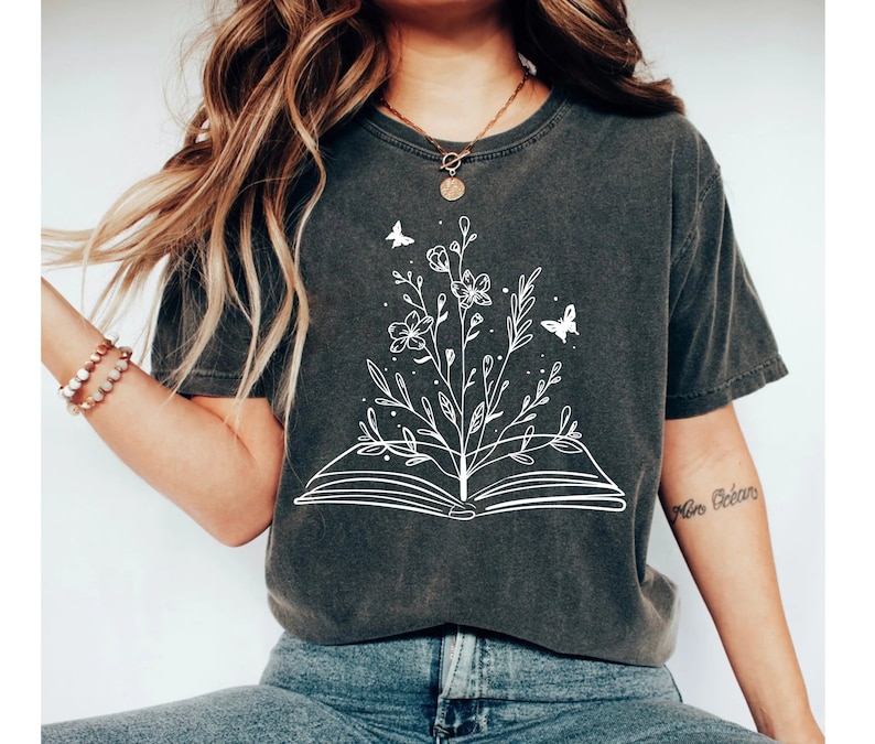 Wildflowers Book Shirt Book Lovers T-shirt Gift for Book Lover image 1