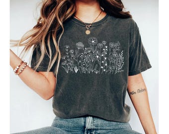 wildflower shirt, womens tshirts, tshirt women, flower shirt, womens shirts, shirts for women, t shirts for women, flowers shirt
