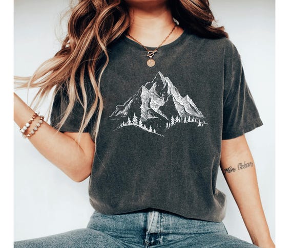 Mountain Shirt, Vintage Mountain Tee, Hiking Shirt, Outdoor Shirt, Nature Lover Gift, Adventure Shirt, Camping Tee, Minimalist Mountain Tee