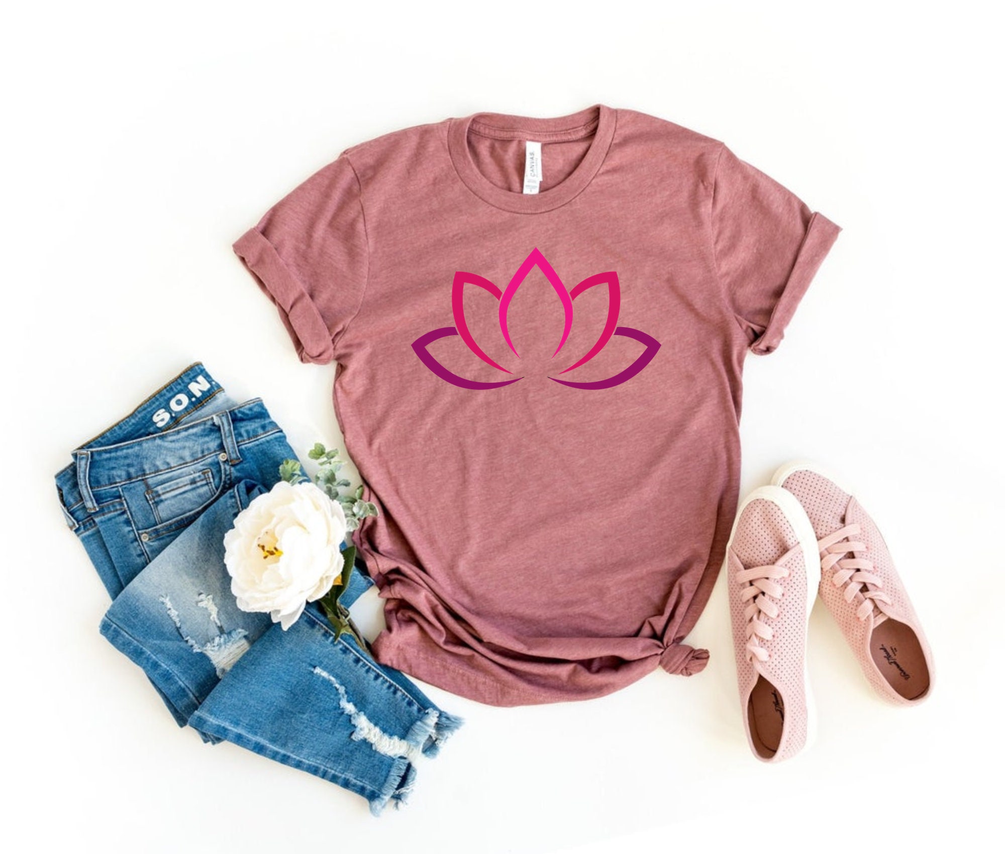 Lotus Flower T-shirt Lotus Shirt Lotus Pattern Tee Minimalist | Etsy