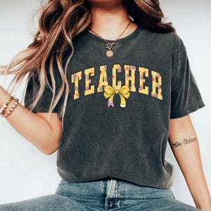 Coquette Teacher Shirt, Coquette Pencil Bow T-Shirt, Trendy Back to School Tee Appreciation Gift Elementary Teacher Gift First Day Of School