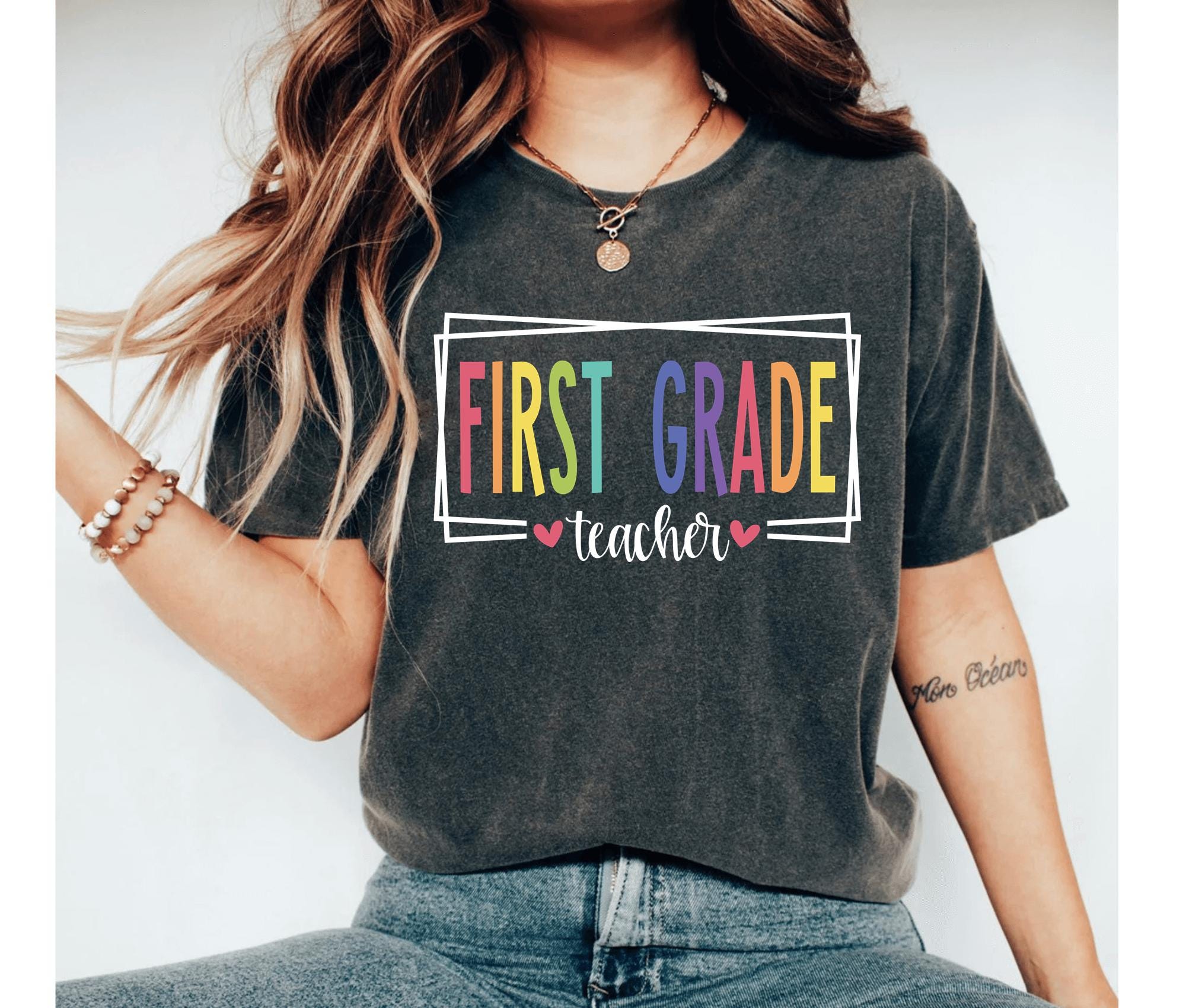 First Grade Teacher Shirt, Rainbow 1st Grade TShirt, First Grade Teacher Appreciation Gift, Elementary School T-shirt Back to School Shirt