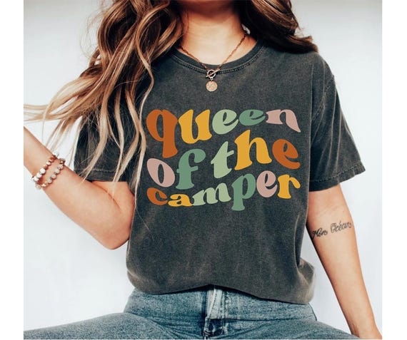 queen of the camper shirt, camping shirt, camping gifts, rv accessories for inside, camper decor, camping tshirt for women, camp shirt