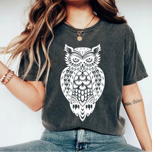 Cute Owl Shirts Owl T shirt Cute Animal Shirt Animal Lover Shirt Shirts for Women Gift for Animal Lover forest shirt camping shirt image 1