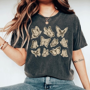Vintage Butterfly & Moth TShirt, Aesthetic Butterfly Shirt Women, Gift For Her, Nature Lover Tee, Boho Clothing, Botanical Outfit