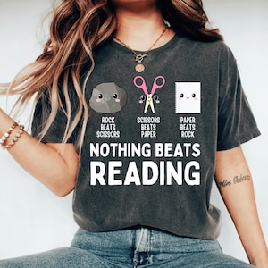 nothing beats reading shirt, library shirt, book shirt women, librarian shirt, librarian gifts, book lover shirt, book tshirts, book klub immagine 1