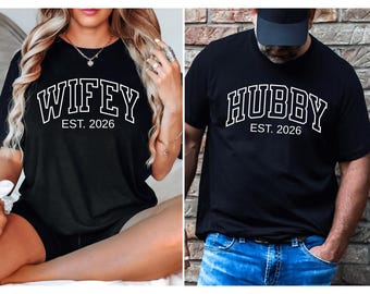 Wifey and Hubby Shirt, Wedding Party Shirt, Honeymoon Shirt,Wedding Shirt,Wife and Hubs Shirts, Custom Shirts, Matching Couple Shirt