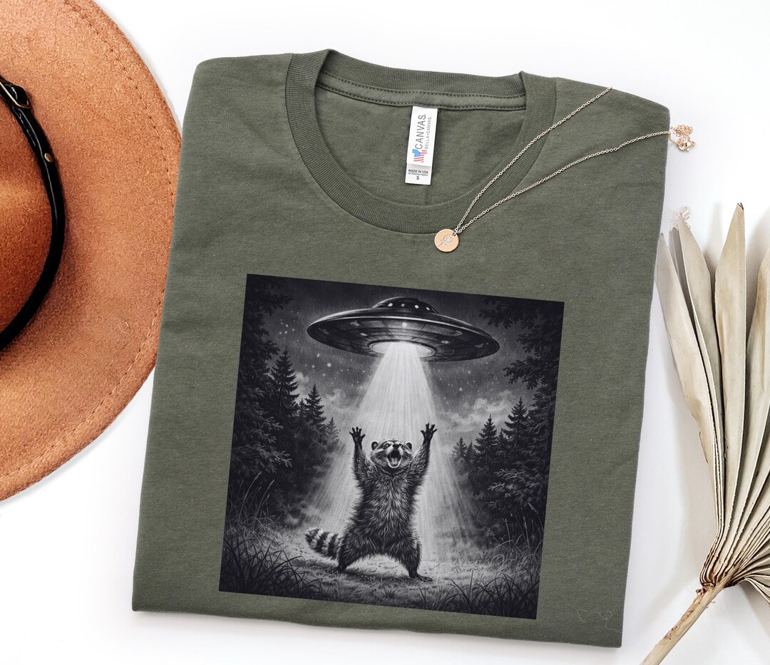 Funny Raccon Kits Vintage Raccon UFO Tshirt, Funny Raccon Retro Shirt Gift, Raccoon ...