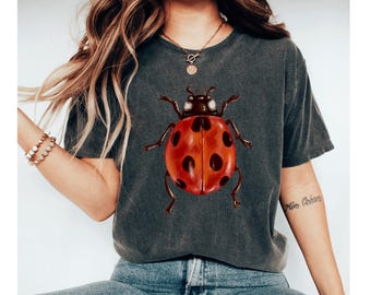 Ladybug Shirt, Cute Ladybug Tee, Lucky Ladybug Shirt, Nature Lover Gift, Cottagecore Shirt, Insect Lover Tee, Aesthetic Bug Shirt, Boho Tee
