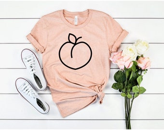 Peach Shirt Food Shirt Fruit Shirt Screen Print Shirt Foodie Gift Soft Style Tee summer shirt mom shirt farmer garden shirt plant OK