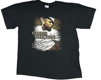 Vintage Chris Brown Shirt Großes schwarzes Y2K Tour Konzert Hip Hop Band T-Shirt Rap Tee
