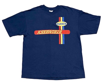 Vintage 90's Oasis English Rock Band Dark Blue Large T Shirt
