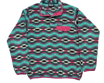 Patagonia Synchilla dames grote Snap-T fleece trui aztec groen roze