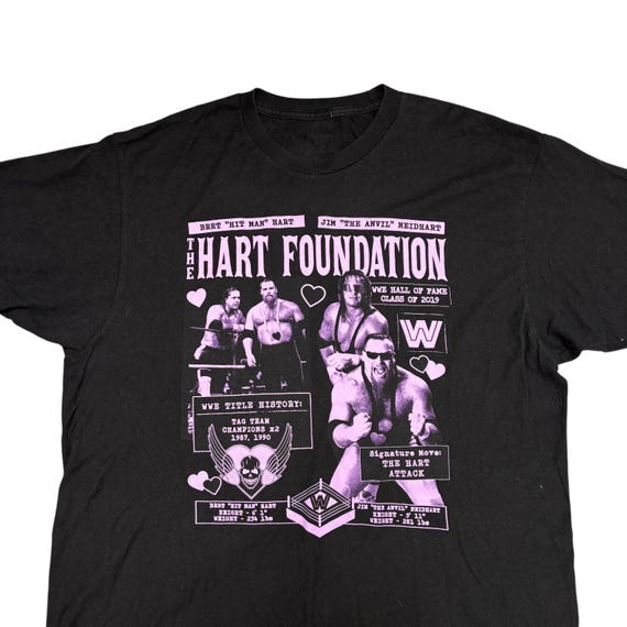 メンズ Vintage 90s WWF Hart Foundation T-shirt