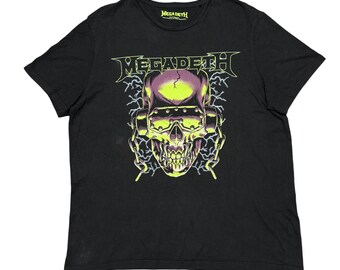 メガデスTシャツ、ヴィンテージレアな色褪せた黒Tシャツ、スラッシュ