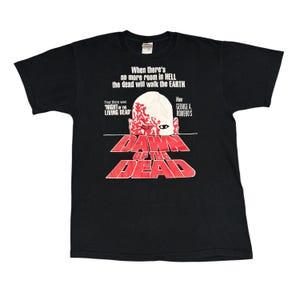 Vintage Dawn Of The Dead Shirt Large Size Black Color Zombie Horror Movie Promo T-Shirt George Romero 70s Cinema Film Merchandise Graphic