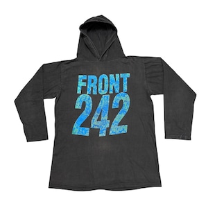 Vintage Front 242 Shirt XL 80s Single Stitch Hooded Top Tour Tee Concert EBM Vintage Band T-Shirt Skinny Puppy Wax Trax Music Merch