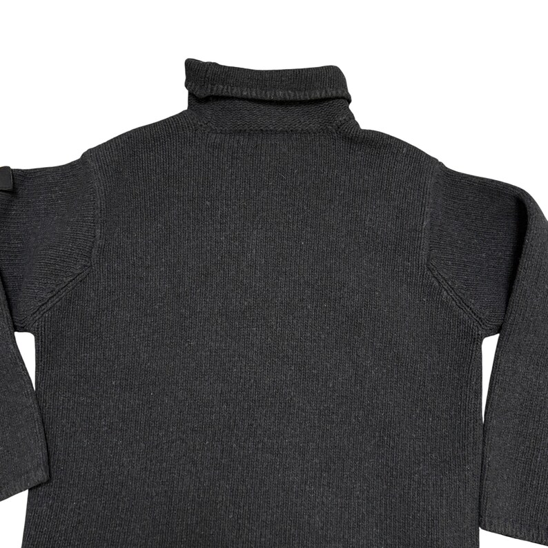 Vintage Stone Island-trui zwarte hoge hals zwaar gebreide wollen herentrui gebreide kleding gemaakt in Italië designerkleding afbeelding 14
