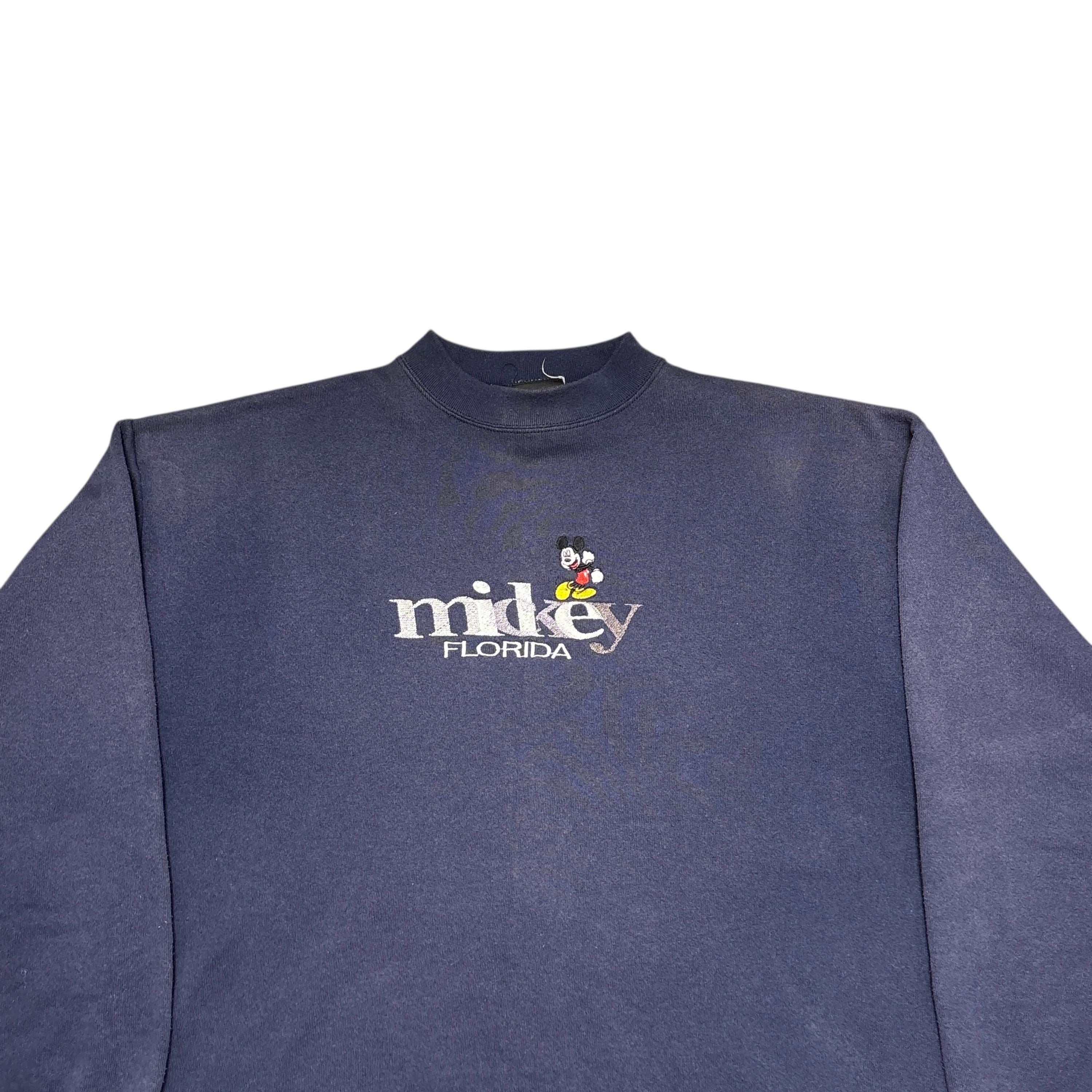Vintage Mickey Mouse Sweatshirt Florida Large Size Blue Color 90s 