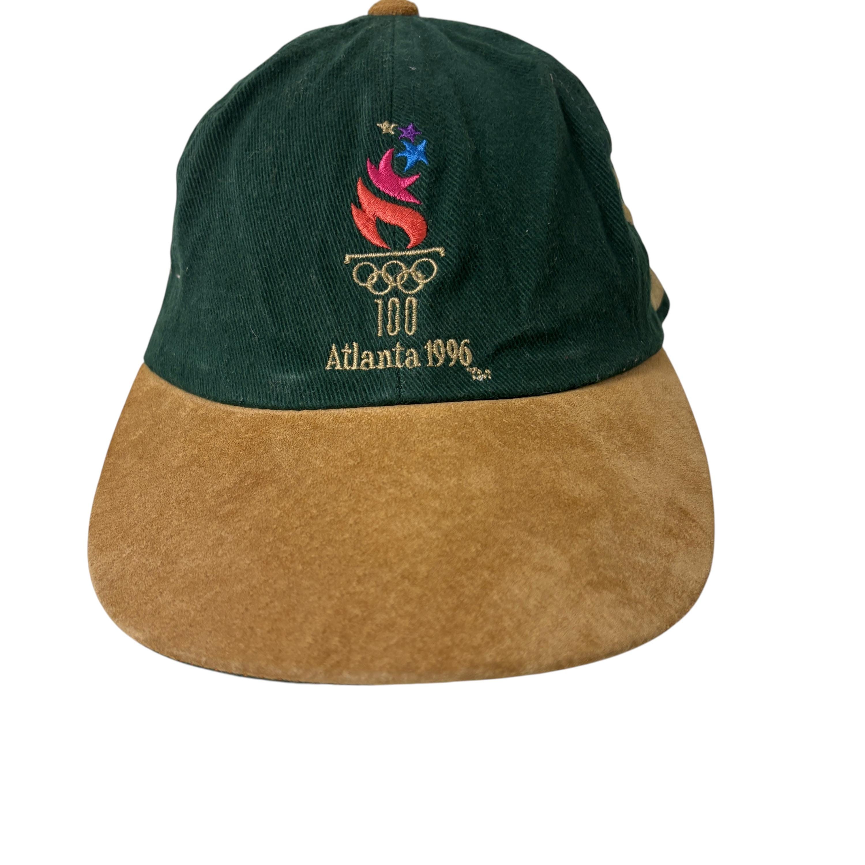Vintage 1996 Atlanta Olympics Hat Green Suede Cap Strapback