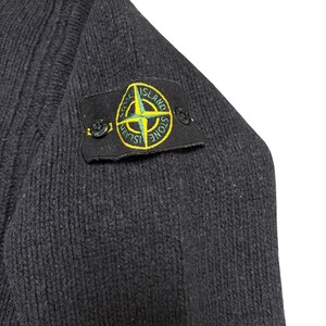 Vintage Stone Island-trui zwarte hoge hals zwaar gebreide wollen herentrui gebreide kleding gemaakt in Italië designerkleding afbeelding 6